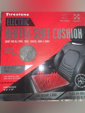 🆕- Firestone Electric Heated Seat Cushion - Gray
